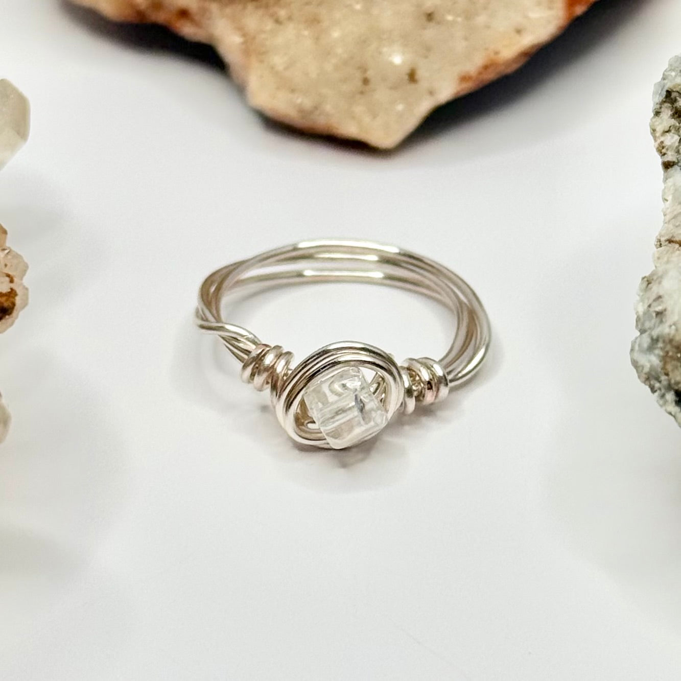 Silver Clear Glass Ring