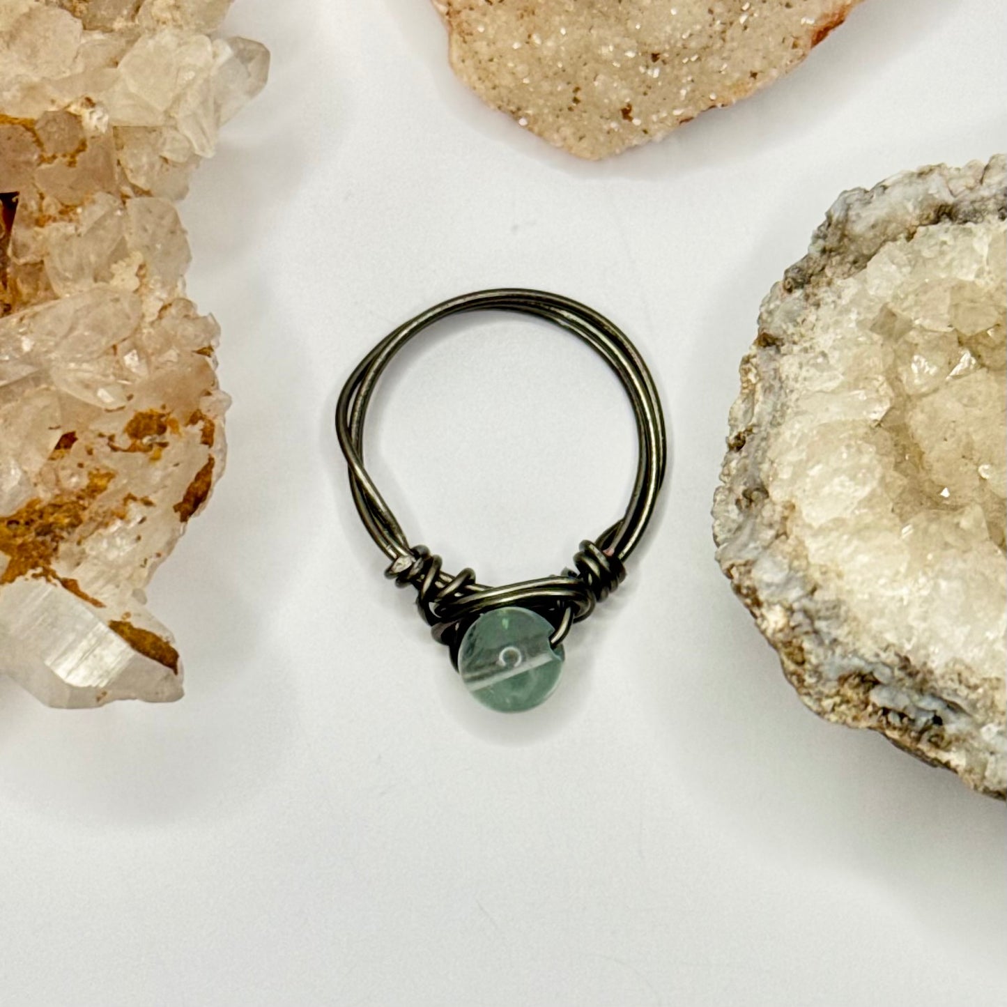 Charcoal Green Fluorite Ring