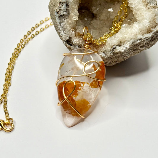 Gold Golden Healer Quartz Necklace