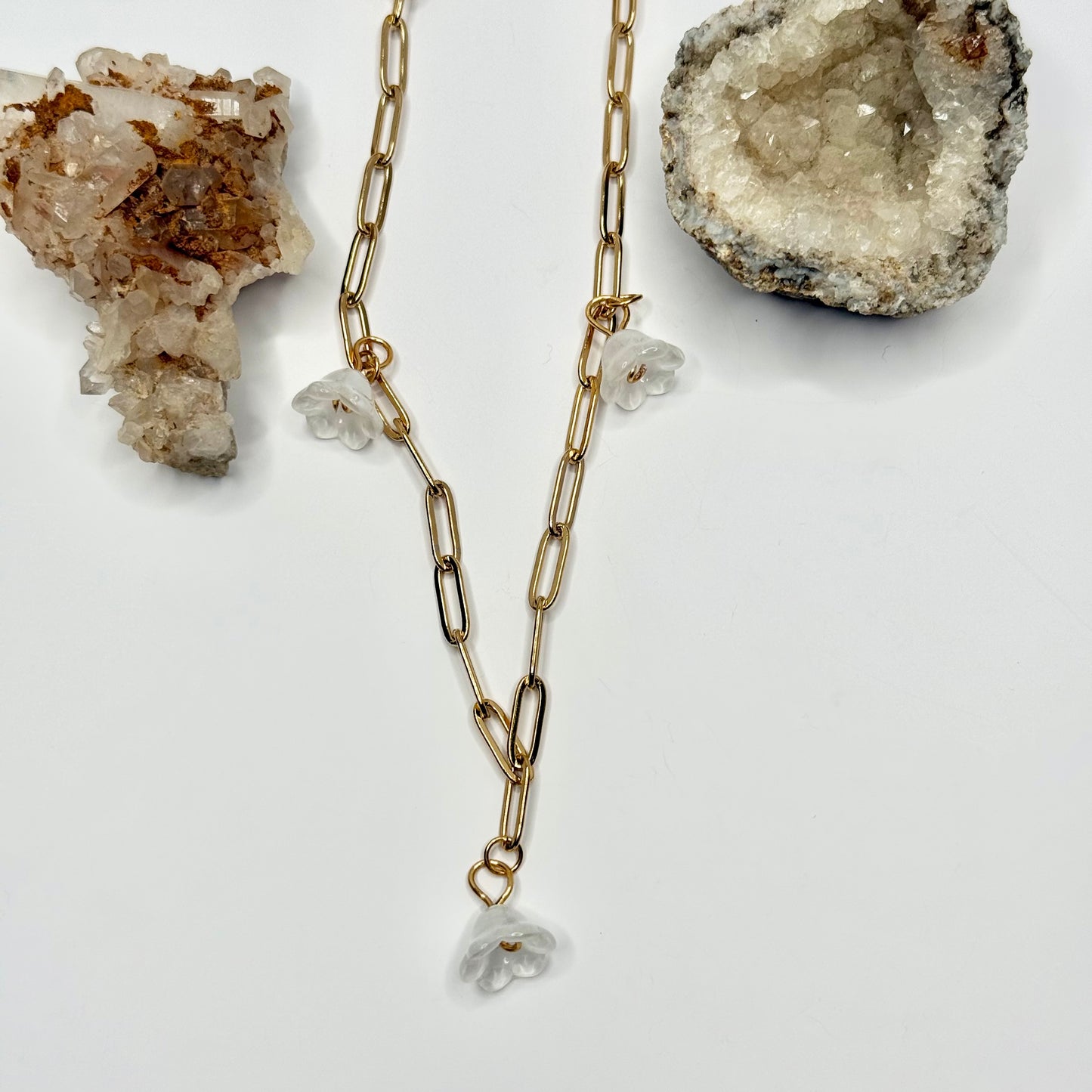Gold Paperclip Flower Necklace