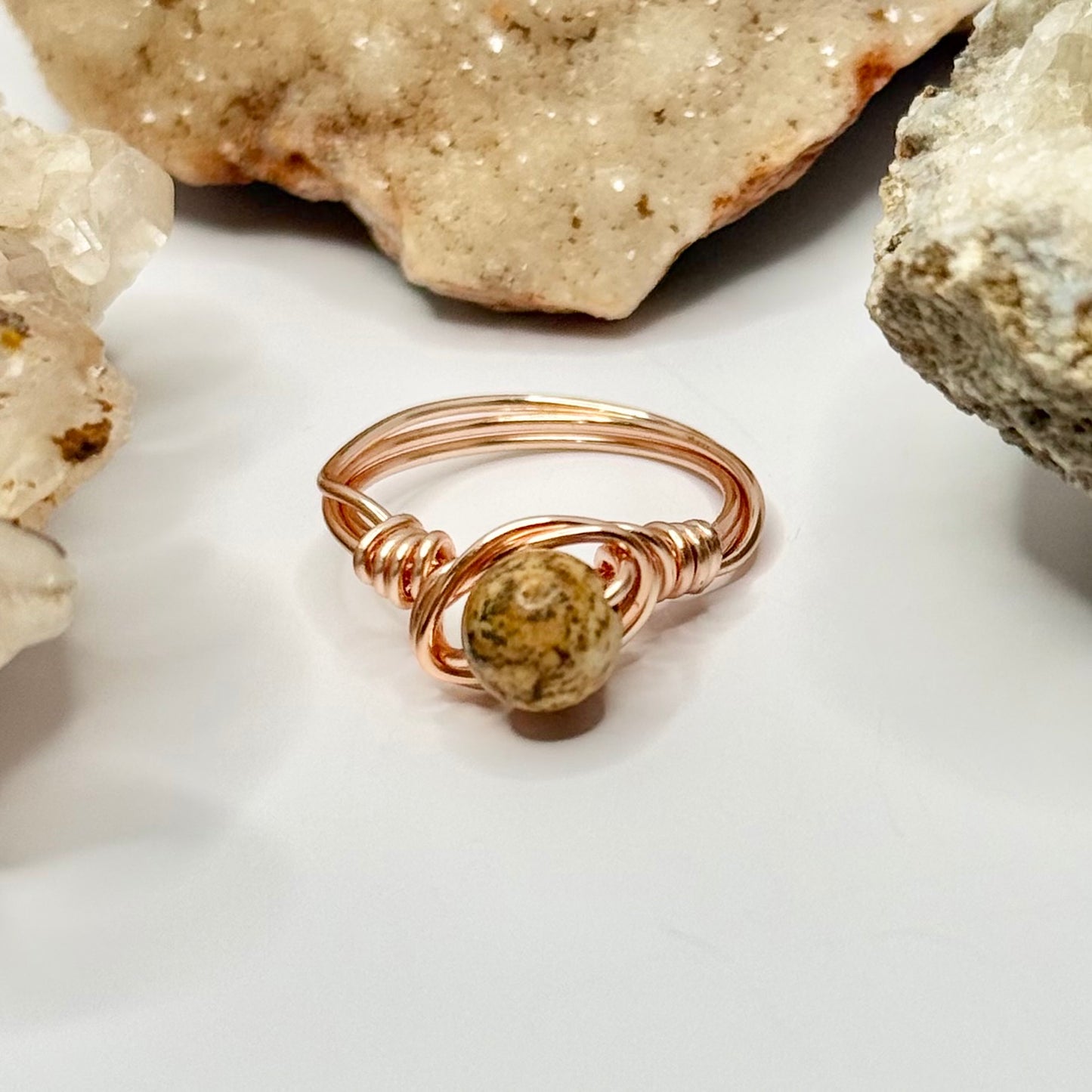Rose Gold Picture Jasper Ring