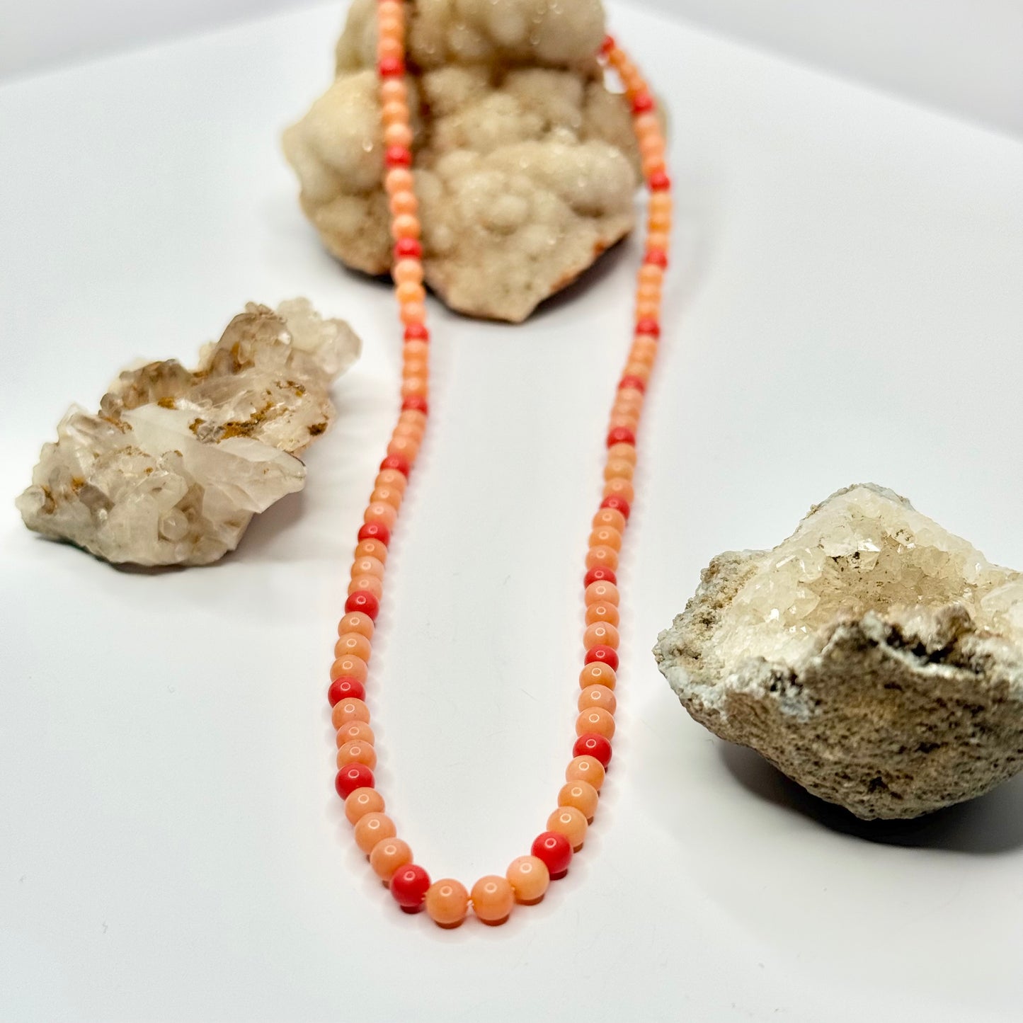 Gold Coral Beaded Necklace