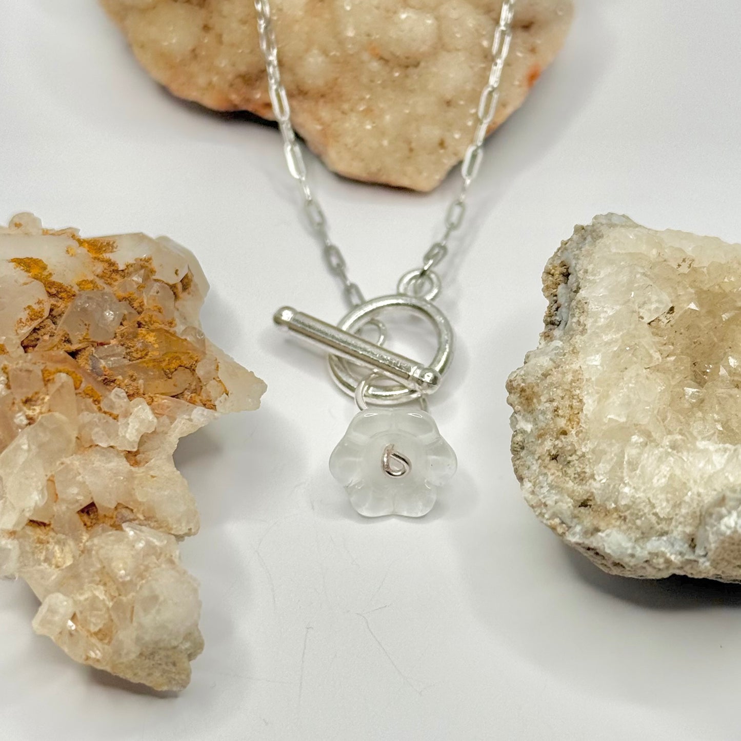 Silver Flower Toggle Necklace