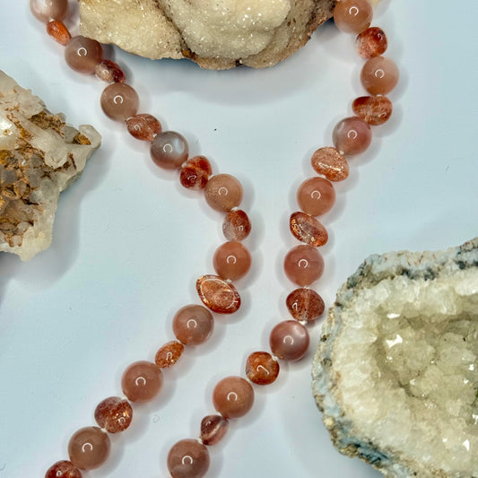 Gold Sunstone Beaded Necklace