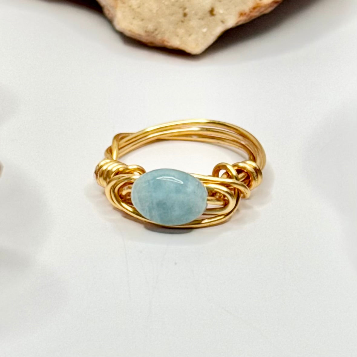 Gold Blue Beryl Ring