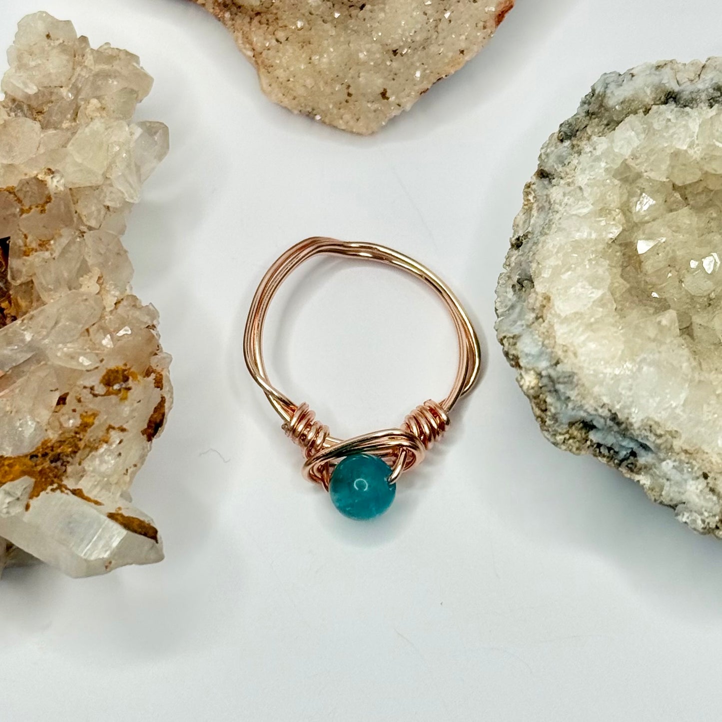 Rose Gold Blue Apatite Ring