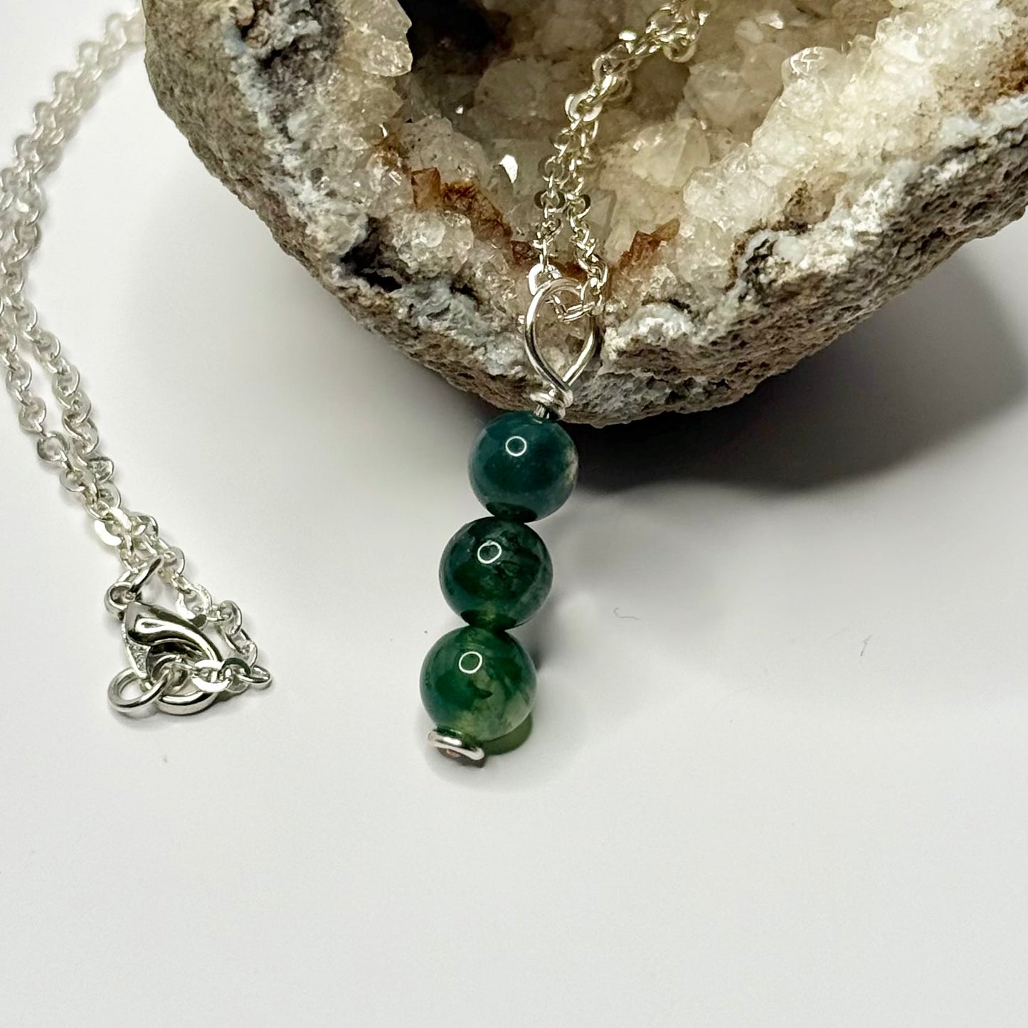 Silver Moss Agate Necklace