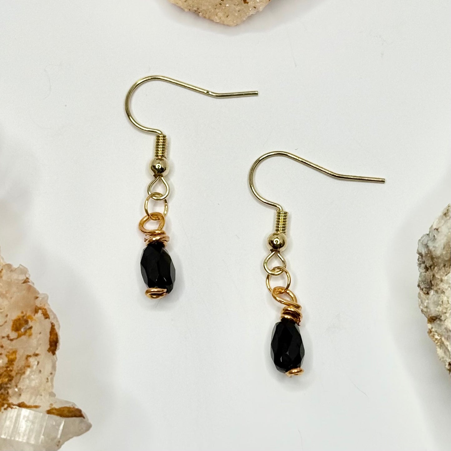 Gold Plated Onyx Earrings