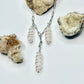 Silver Rose Quartz Crystal Paperclip Necklace