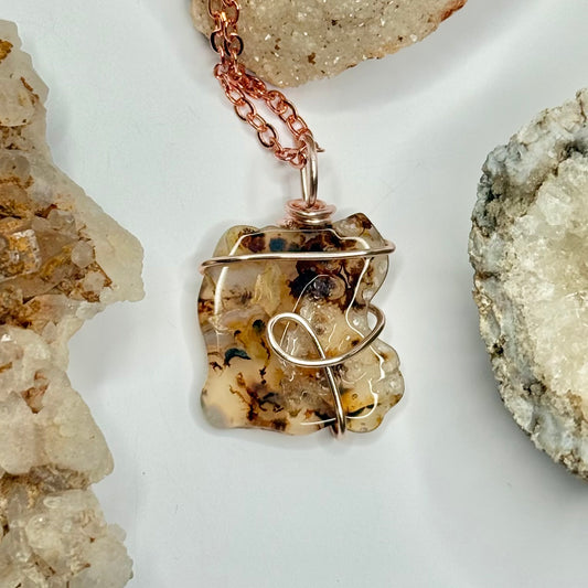 Rose Gold Dendritic Agate Necklace