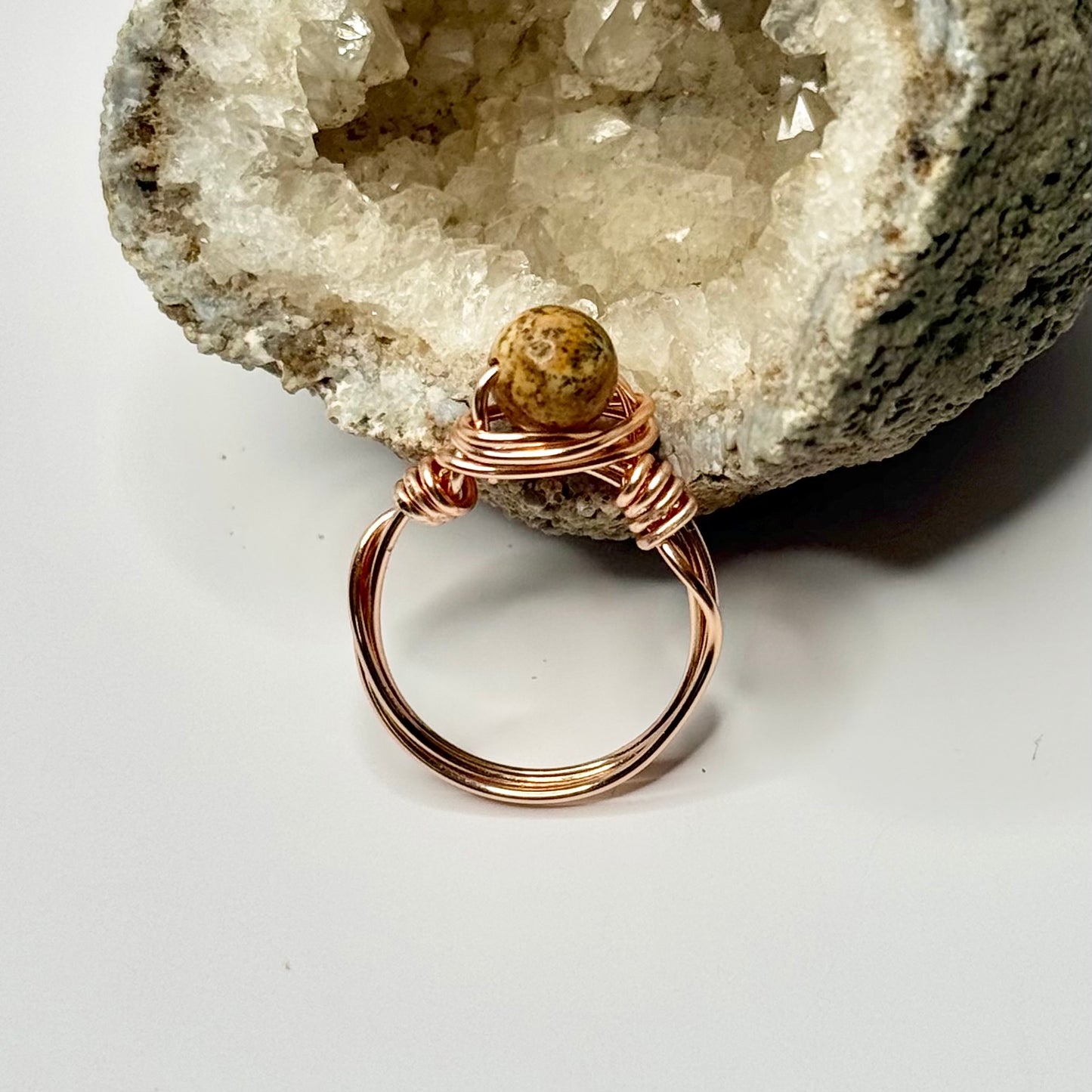 Rose Gold Picture Jasper Ring