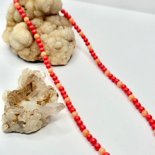 Gold Coral Beaded Necklace
