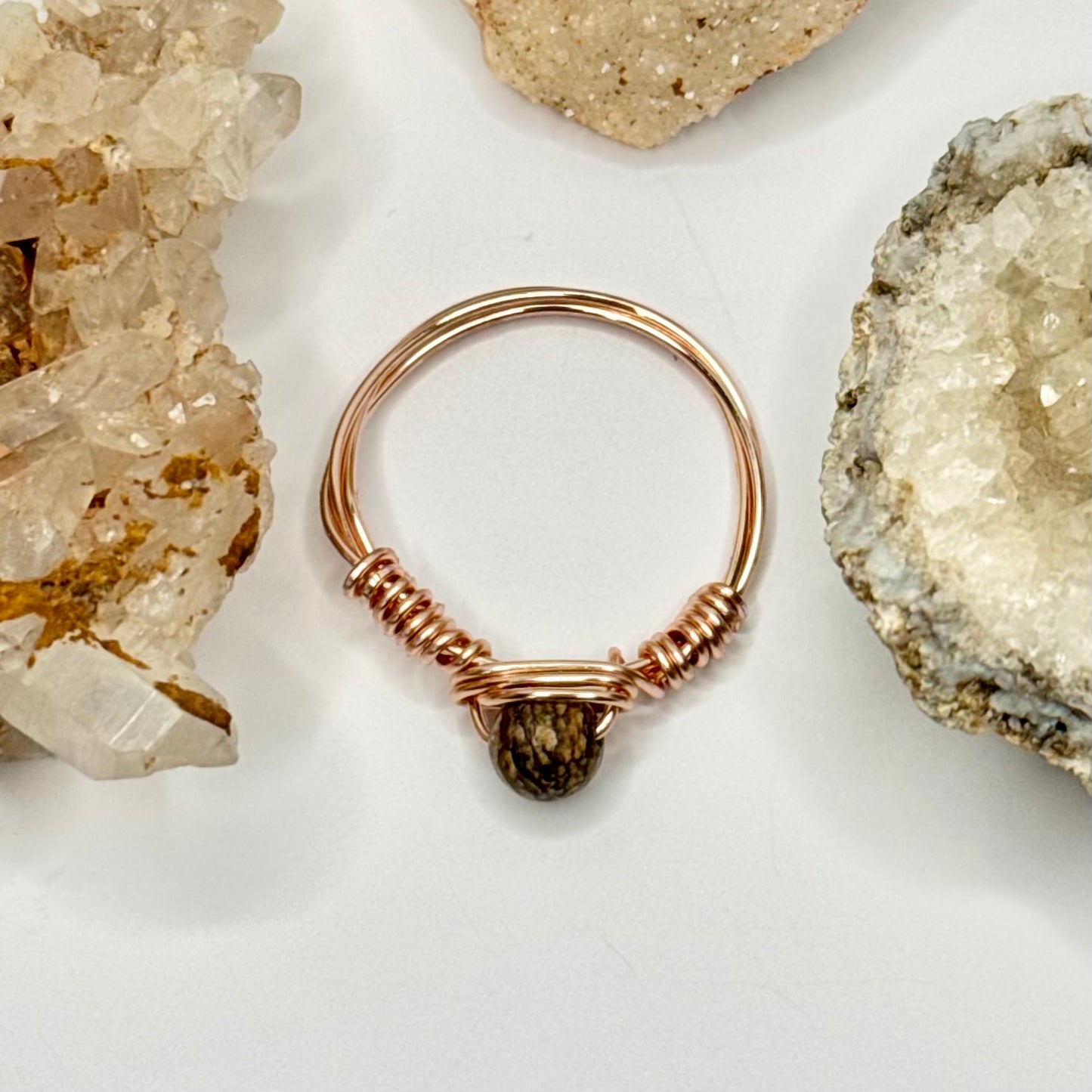 Rose Gold Picture Jasper Ring