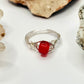 Silver Red Glass Ring