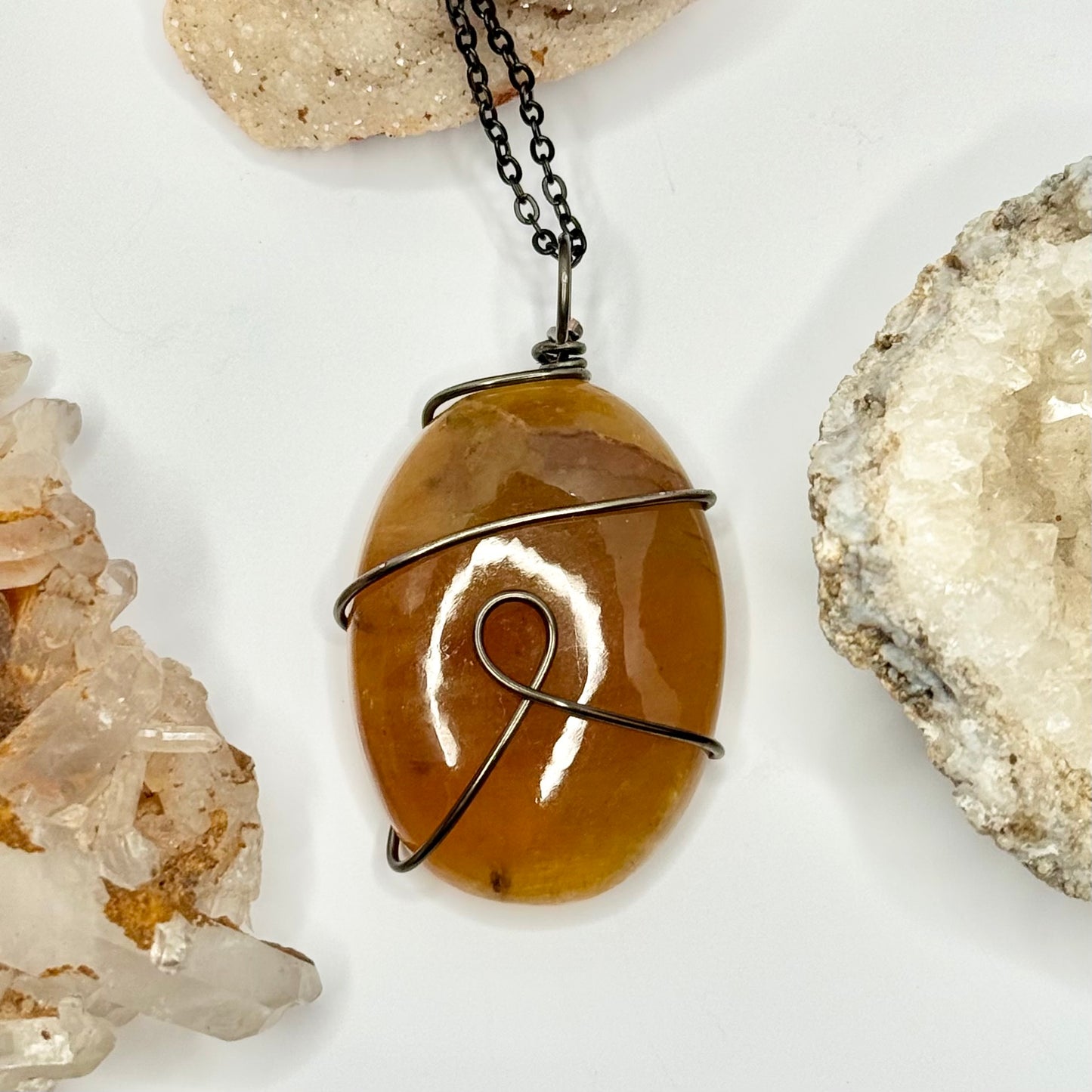 Charcoal Orange Calcite Necklace