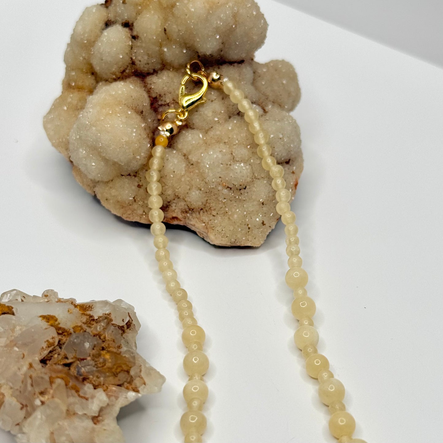 Yellow Carnelian and Calcite Beaded Necklace