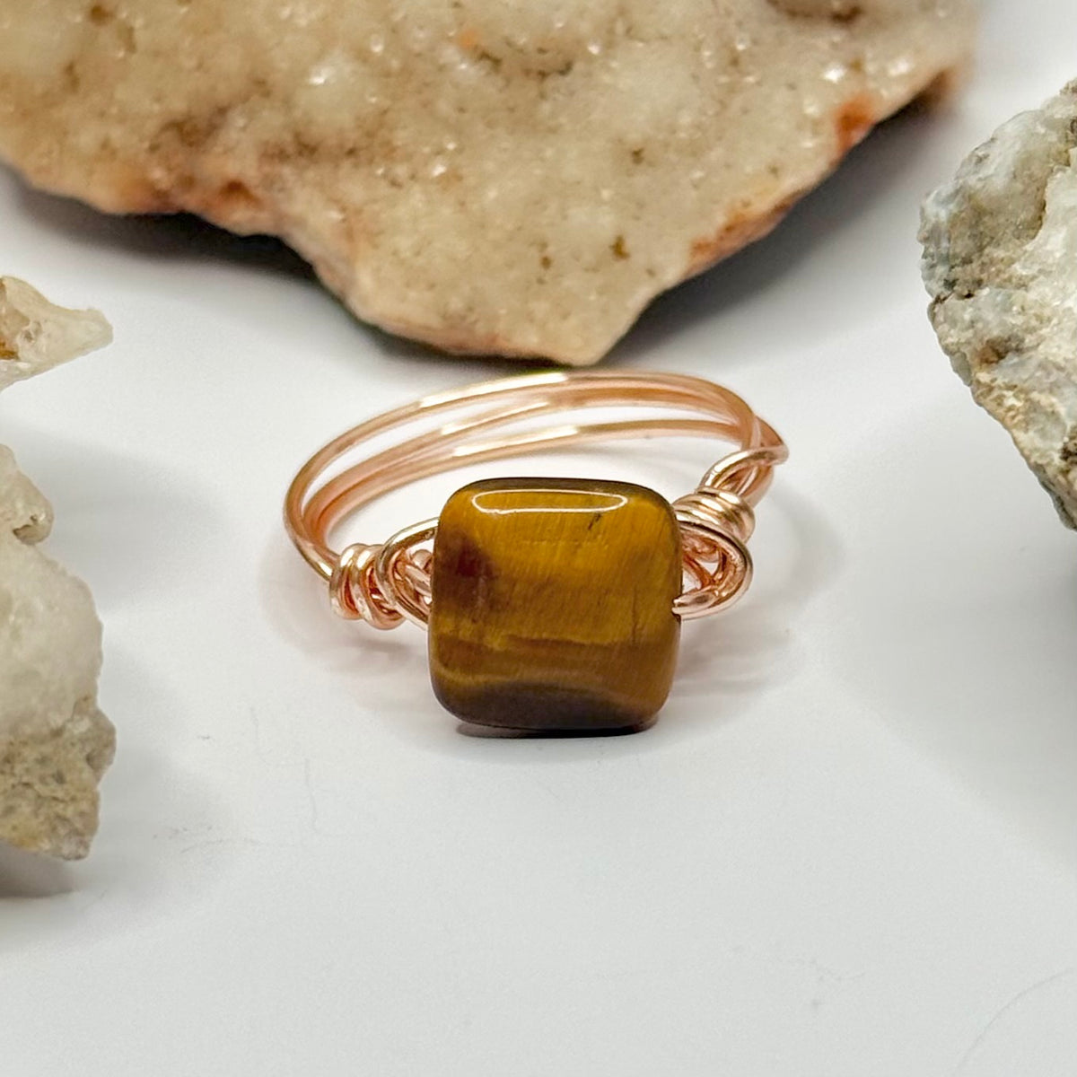 Rose Gold Tigers Eye Ring