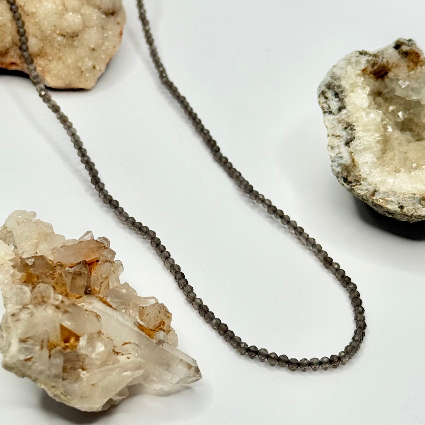 Gold Smoky Quartz Beaded Necklace