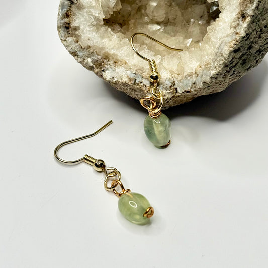 Gold Plated Green Calcite Earrings