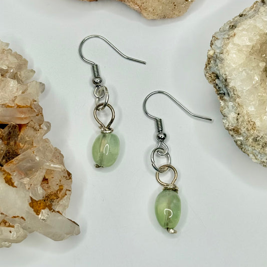 Silver Green Calcite Earrings