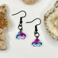 Charcoal Blue and Magenta Flower Earrings