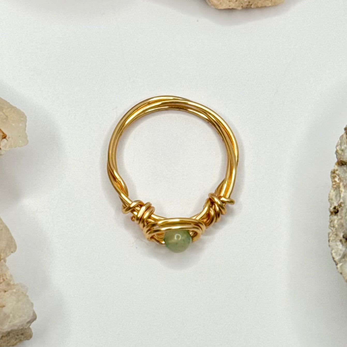 Gold Green Dyed Quartz Ring