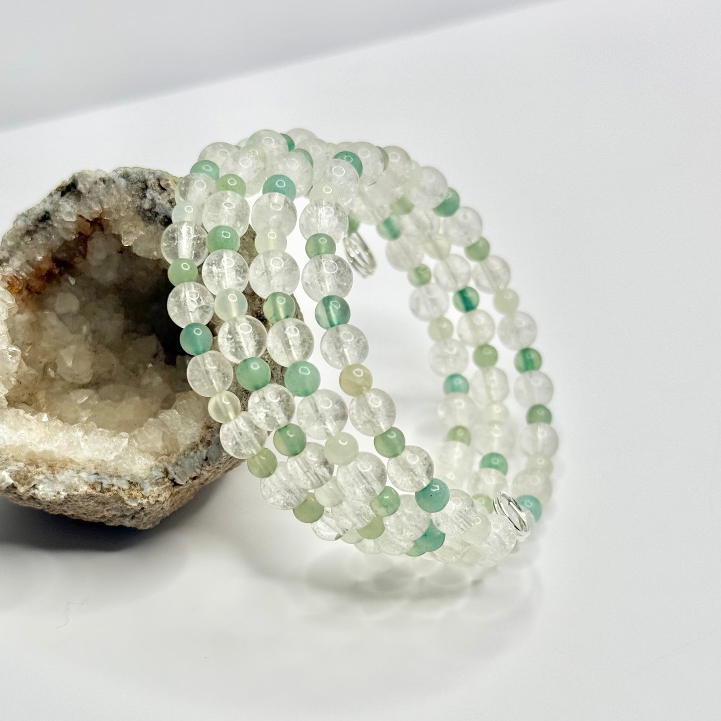 Quartz and White Jade Wrap Bracelet