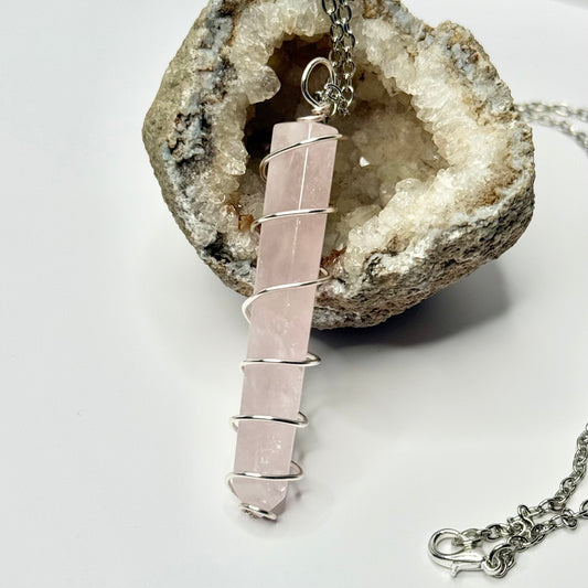 Silver Rose Quartz Necklace