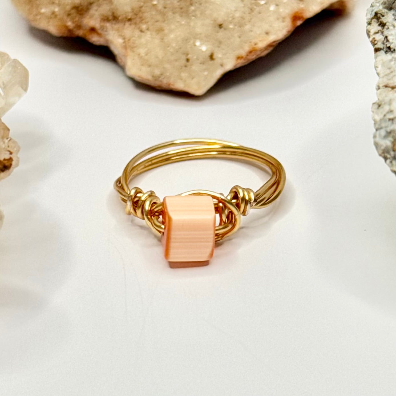 Gold Orange Beaded Ring