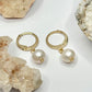 Gold Pearl Huggie Earrings