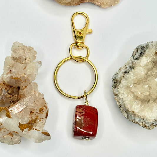 Gold Red Jasper Keychain