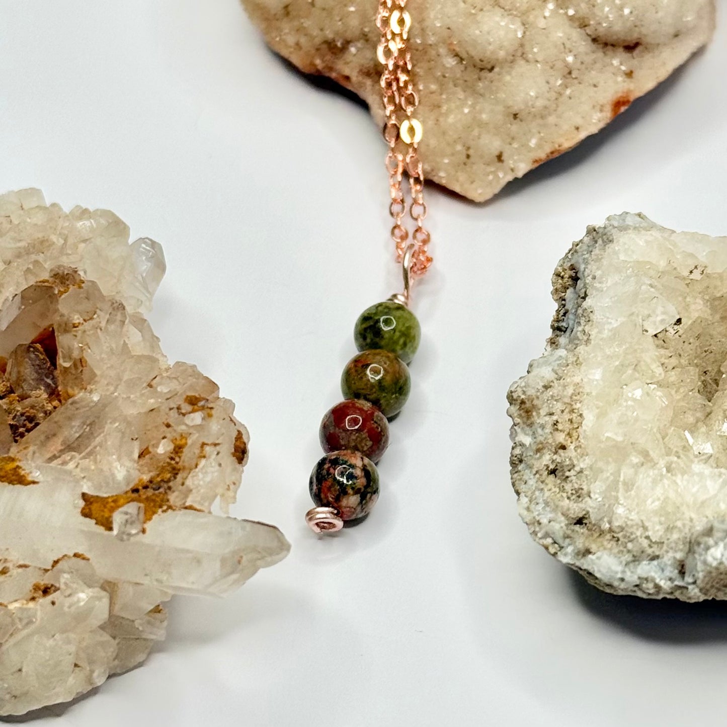 Rose Gold Unakite Necklace