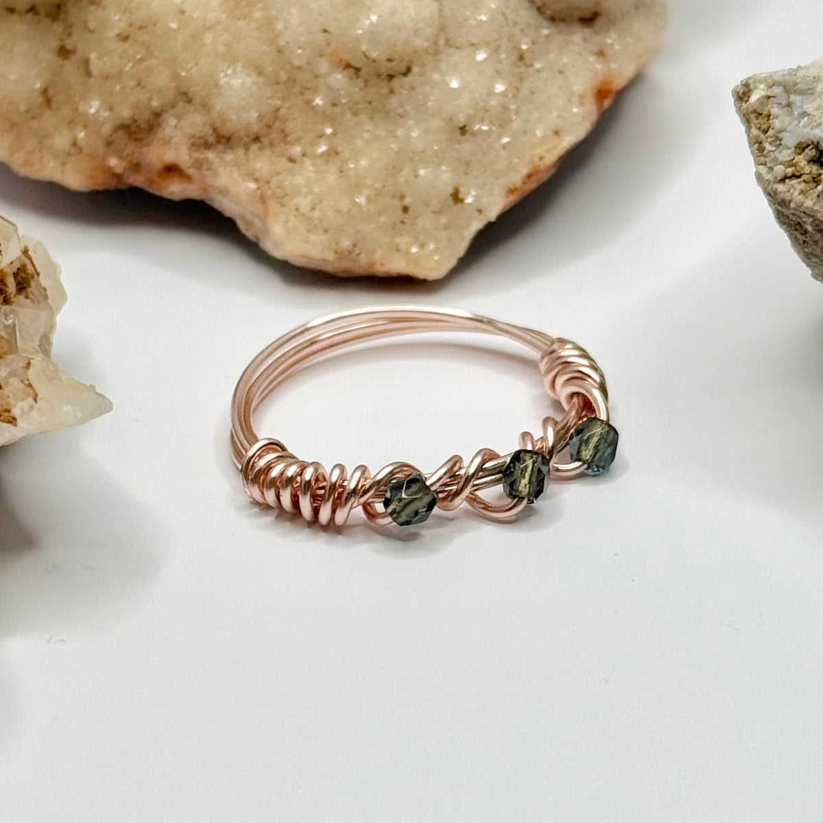 Rose Gold Labradorite Ring