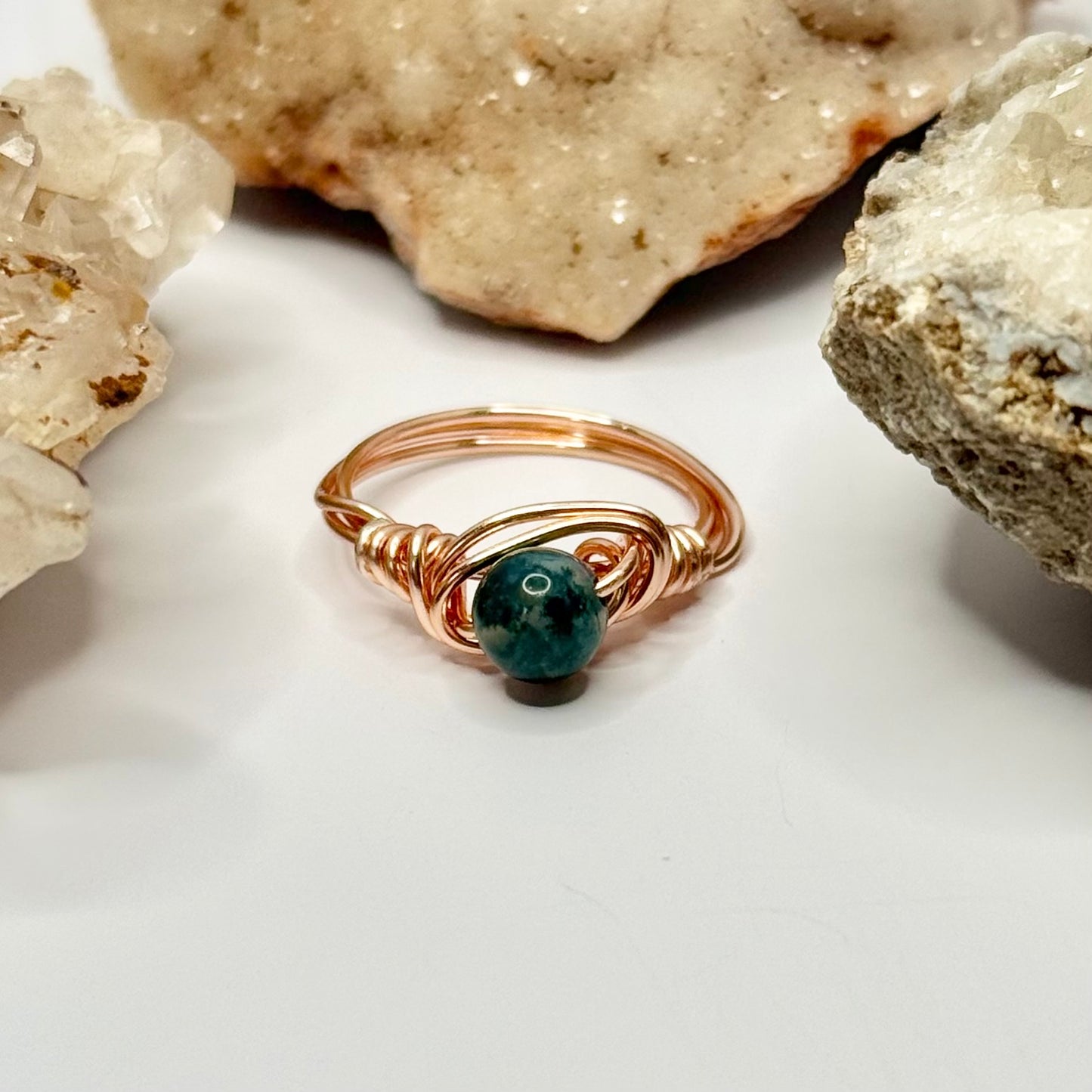 Rose Gold Moss Agate Ring