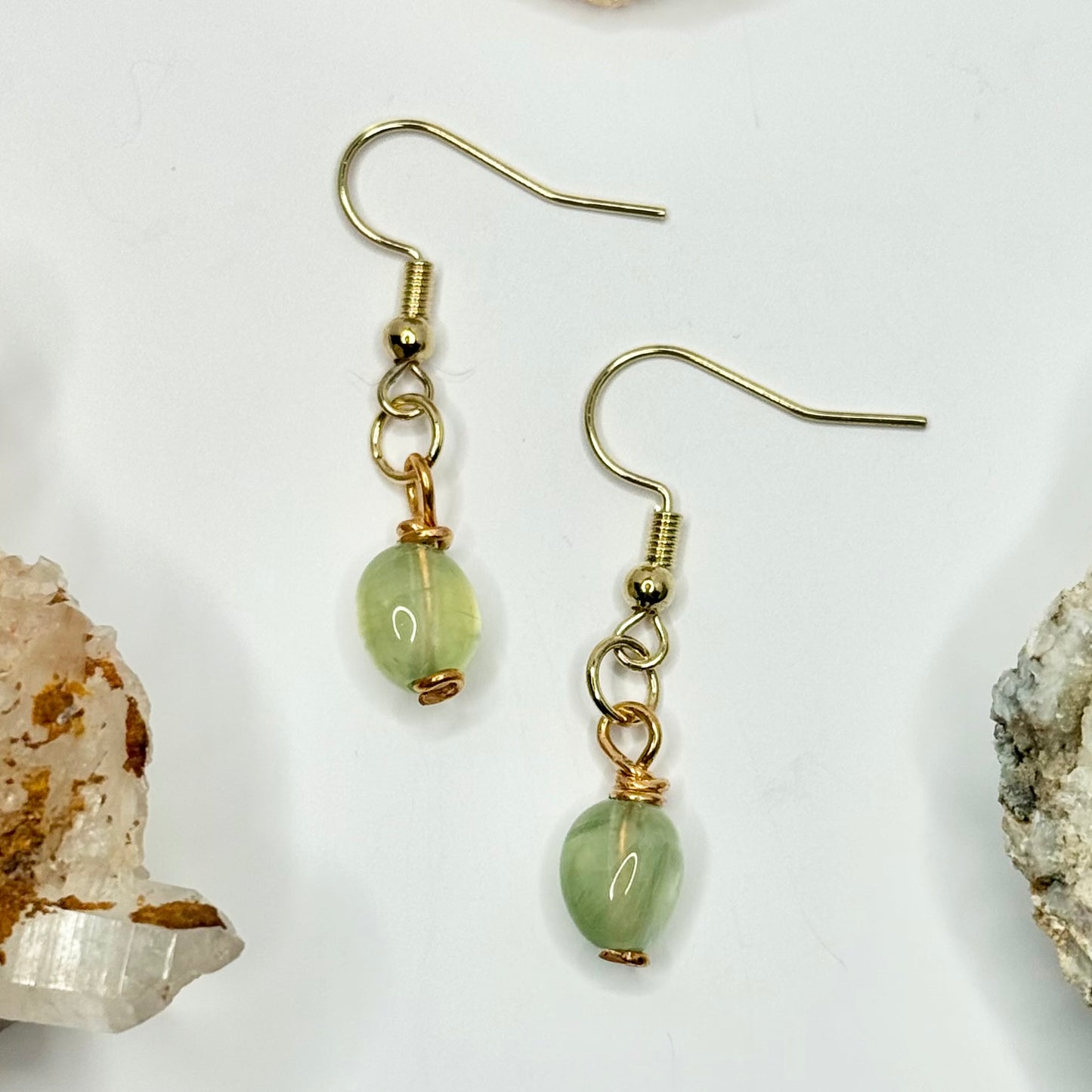 Gold Plated Green Calcite Earrings