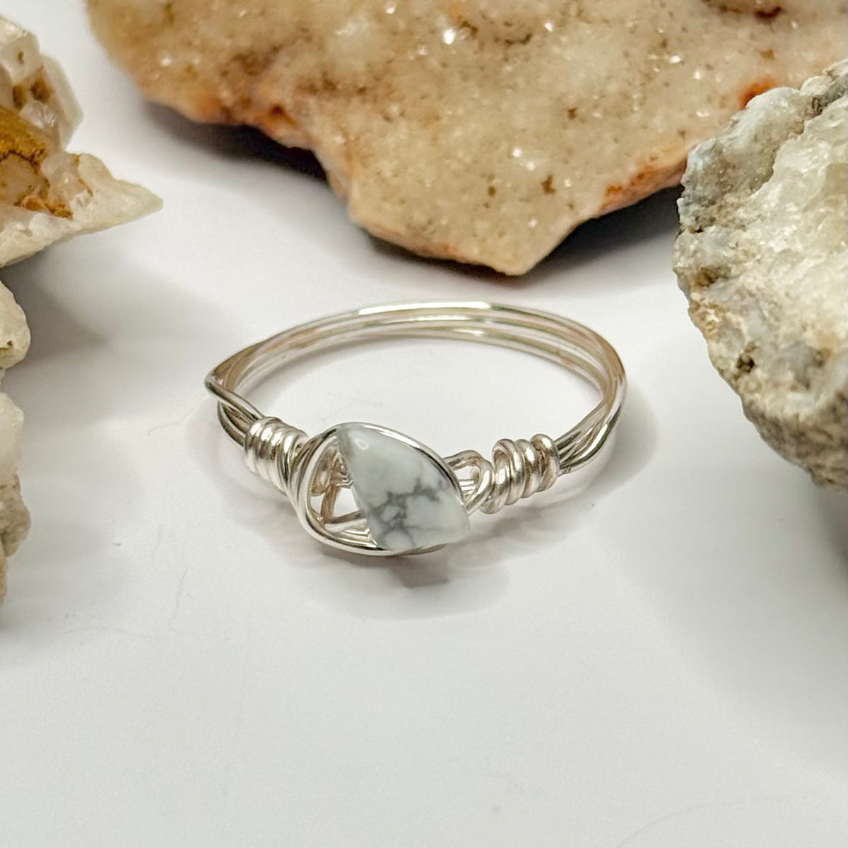 Silver Howlite Ring