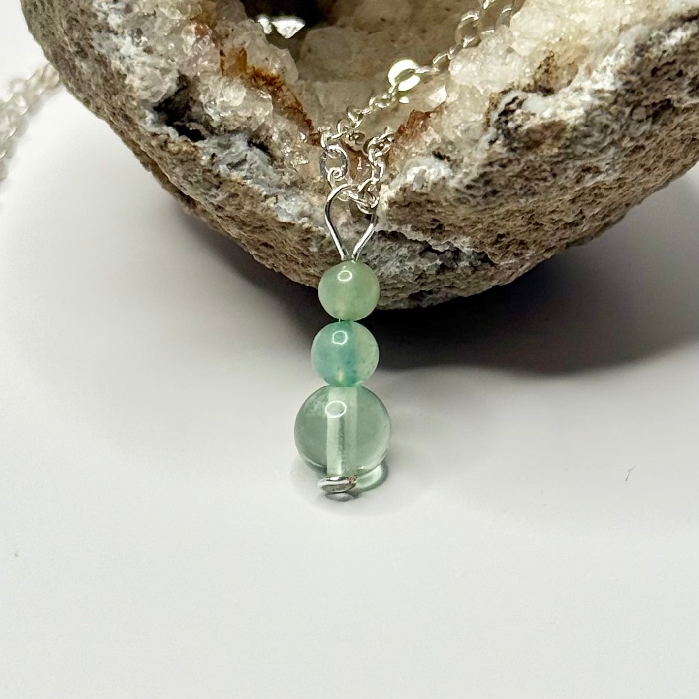 Silver Fluorite and Dyed Calcite Necklace