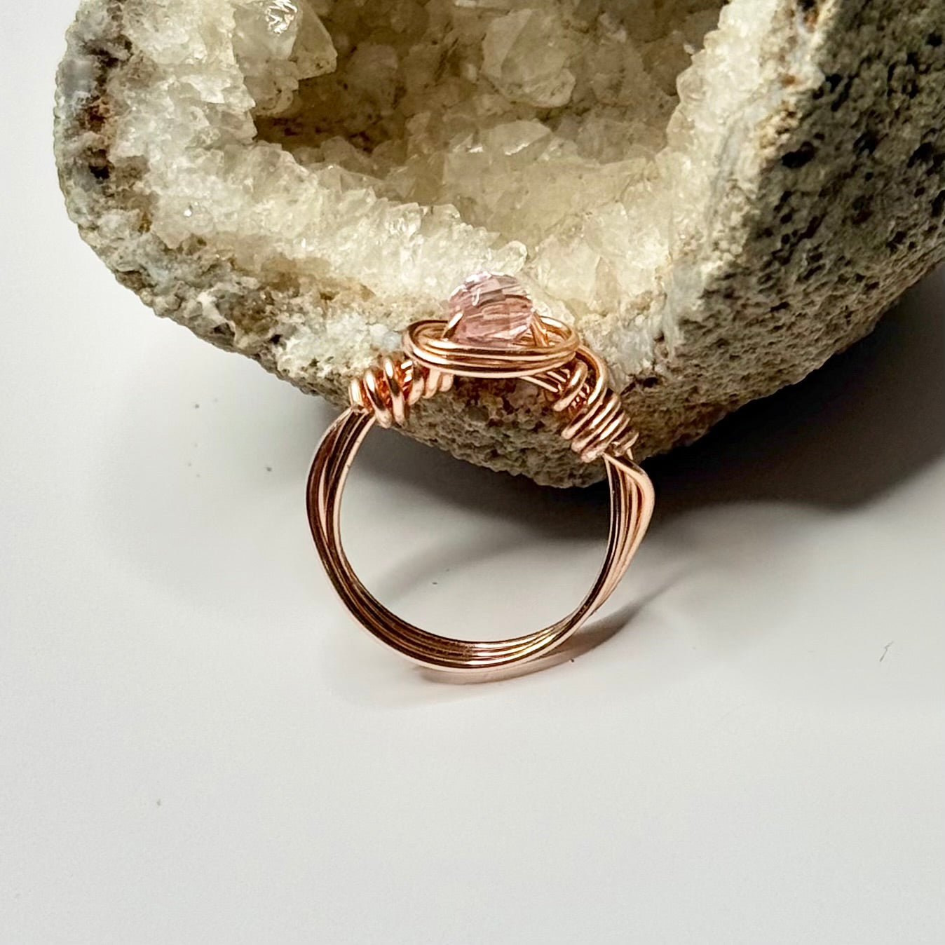Rose Gold Pink Beaded Ring
