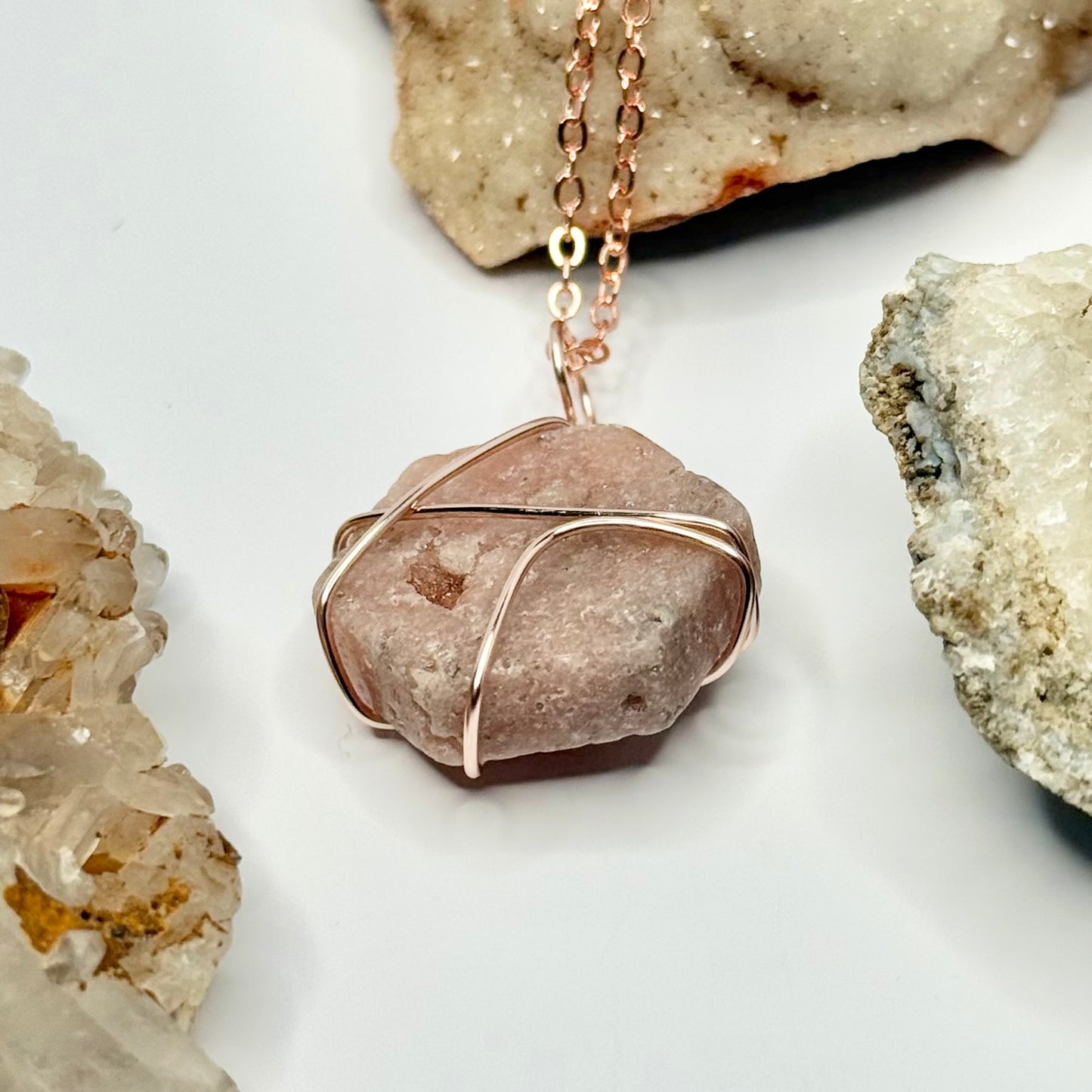 Rose Gold Rhodonite Hexagon Necklace