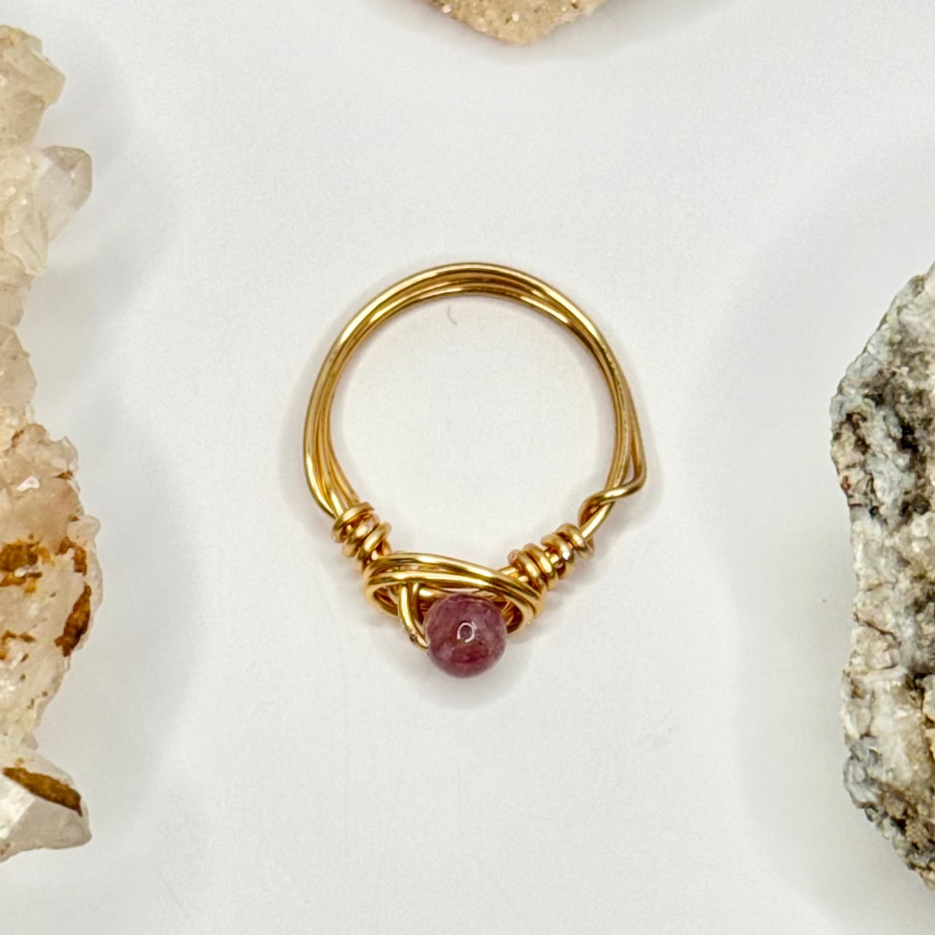 Gold Strawberry Quartz Ring