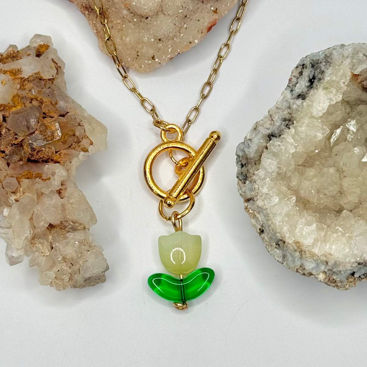 Gold Tulip Toggle Necklace