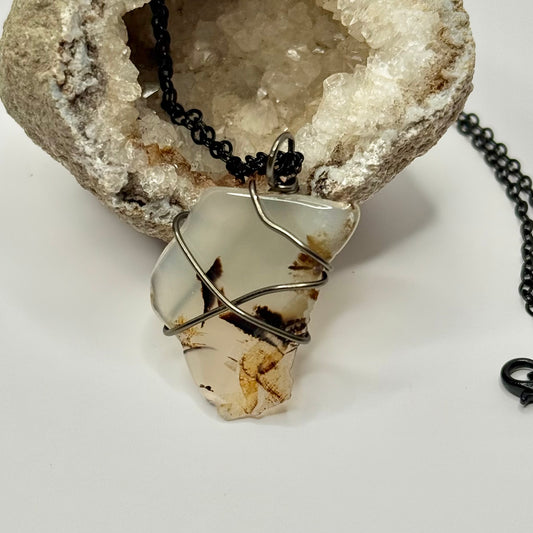 Charcoal Dendritic Agate Necklace