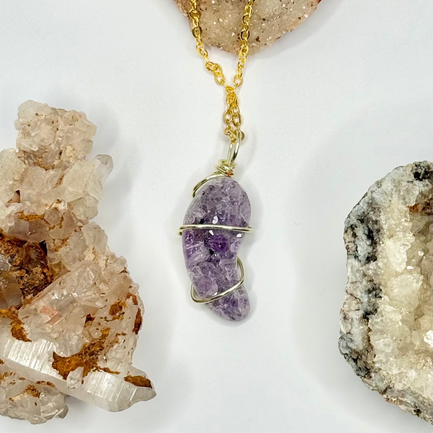Gold Amethyst Cluster Necklace