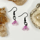 Charcoal Pink Flower Earrings