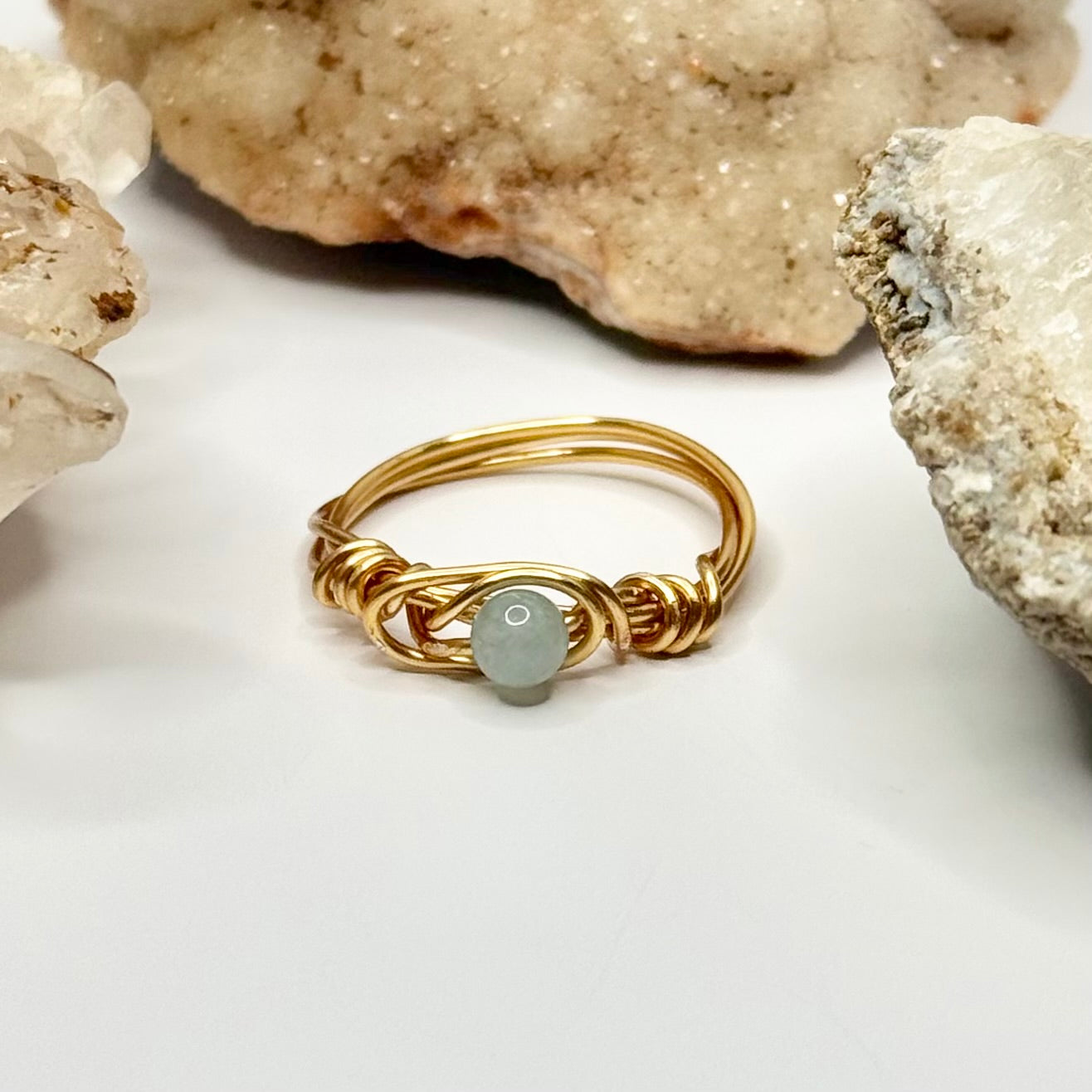 Gold Blue Calcite Ring