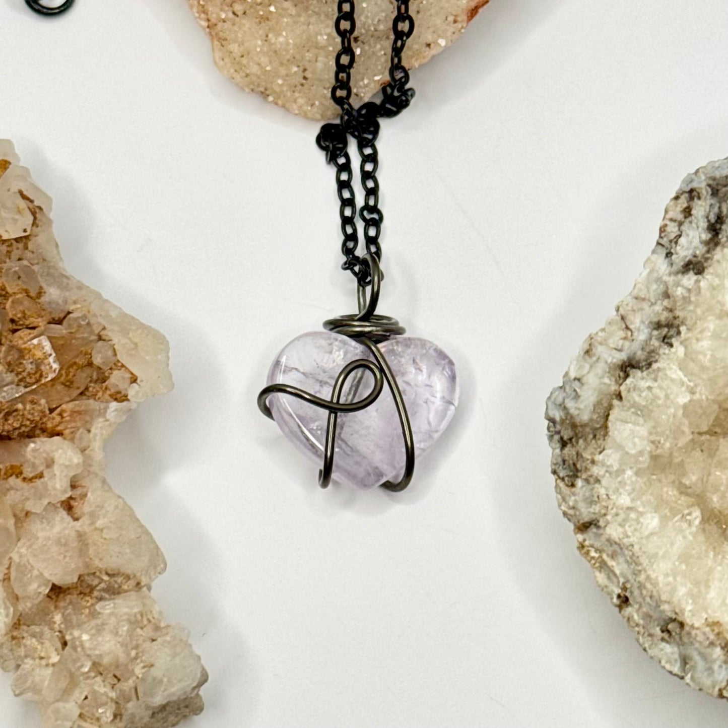 Charcoal Amethyst Heart Necklace