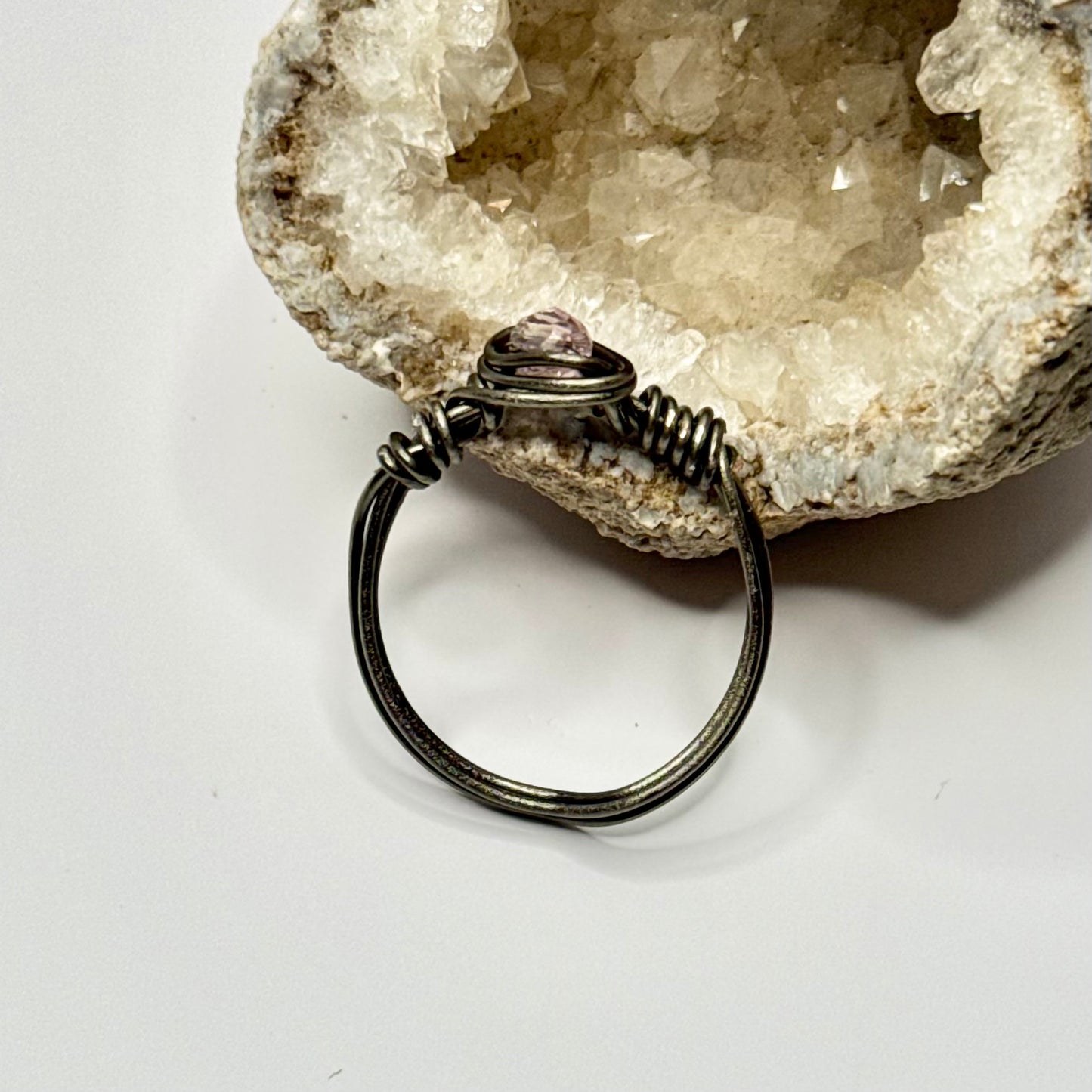 Charcoal Pink Beaded Ring