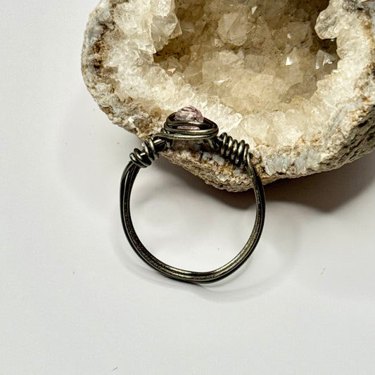 Charcoal Pink Beaded Ring