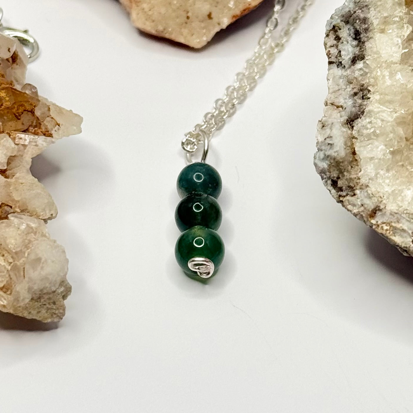 Silver Moss Agate Necklace