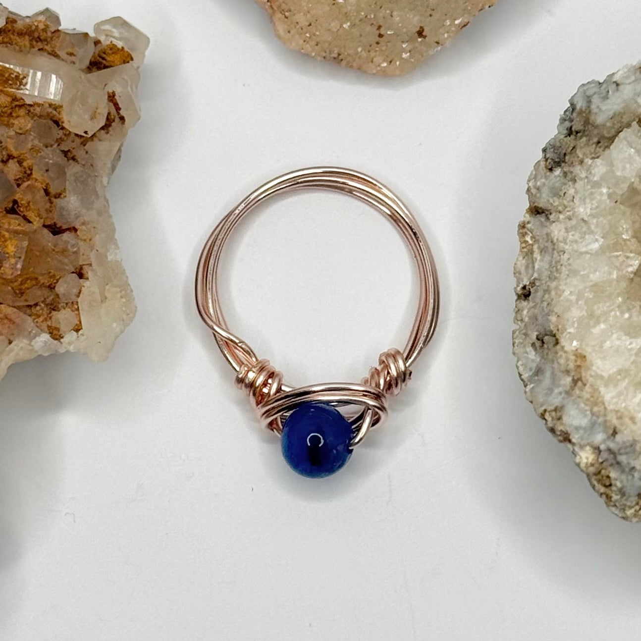 Rose Gold Blue Agate Ring